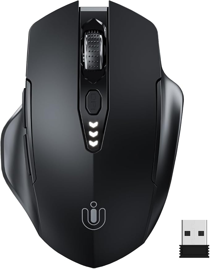 Wireless Mouse, Upgraded 2.4GHz Rechargeable Ergonomic Computer Mouse, 4 Levels by UINEER