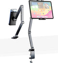 iPad Mount for Desk Aluminum Alloy Tablet Stand Foldable Overhead Arm Holder by HIBORI