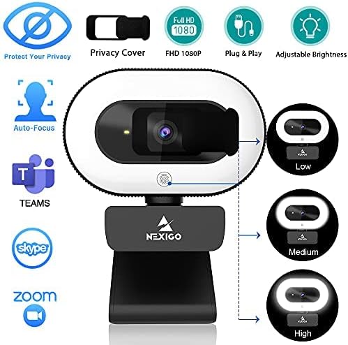 NexiGo StreamCam N930E with Software, 1080P Webcam with Ring Light and Privacy - Image 3