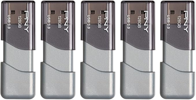 PNY 128GB Turbo Attaché 3 USB 3.0 Flash Drive 5-Pack – Grey, P-FD128X5TBOP-MP - Image 4