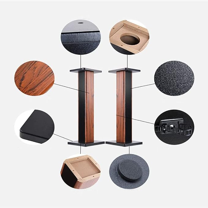 Speaker Stands Wood Grain Universal Floor Speaker Stands 24 Inch Floor Stand - Image 2