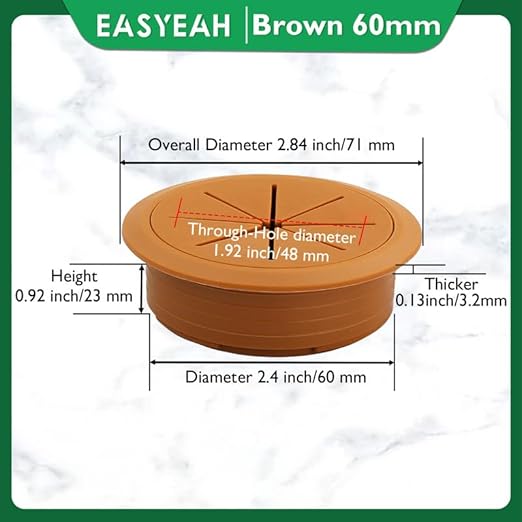 2 Pcs Desk Grommet 2-3/8" / 60 mm, Desk Hole Cover - Image 9