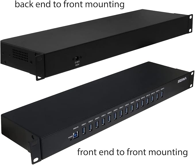 SEDNA - 15 Port USB 3.1 Gen I Hub - 19 Inch 1U Rack Mount - Image 4