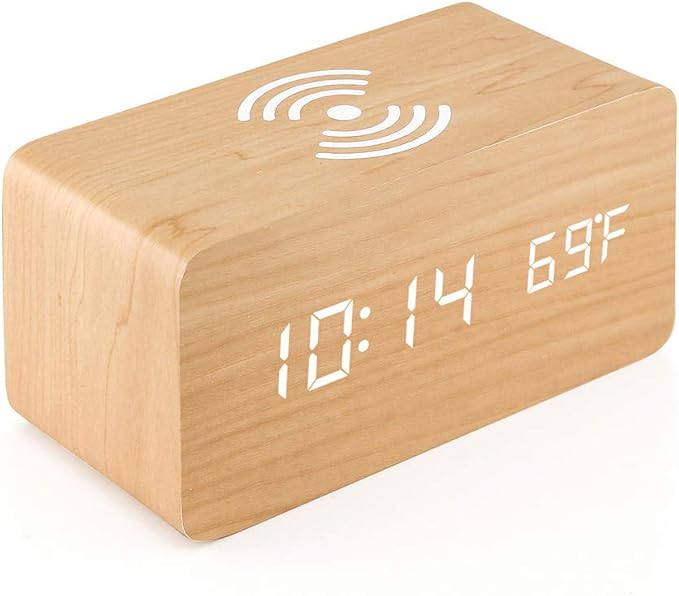 OCT17 Alarm Clock with Qi Wireless Charging Pad Compatible with iPhone Samsung by OCT17