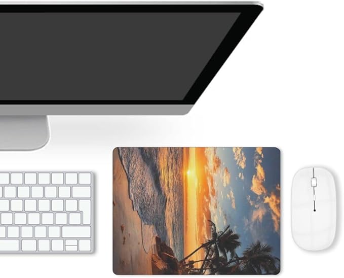 Sunset Beach Mouse Pad, Square Mousepad, Waterproof Mouse Mat Non-Slip Rubber - Image 4