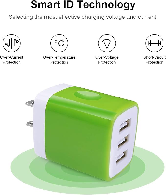 Wall Charger Adapter, USB Cubes, Sicodo 3Pack Universal Travel 3.1A 3 Muti Port - Image 7