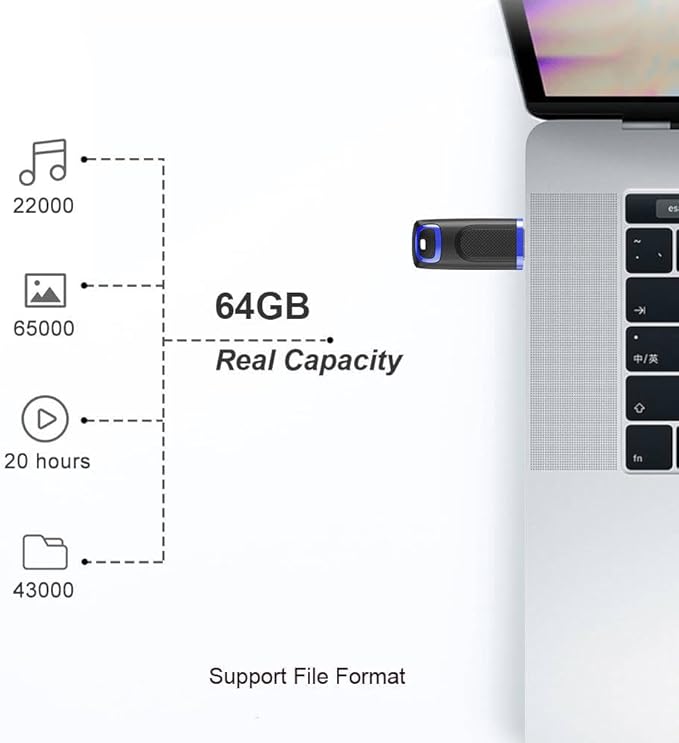 TOPESEL 64GB Flash Drive 5 Pack, USB 2.0 Thumb Drives High Speed Memory Stick - Image 4
