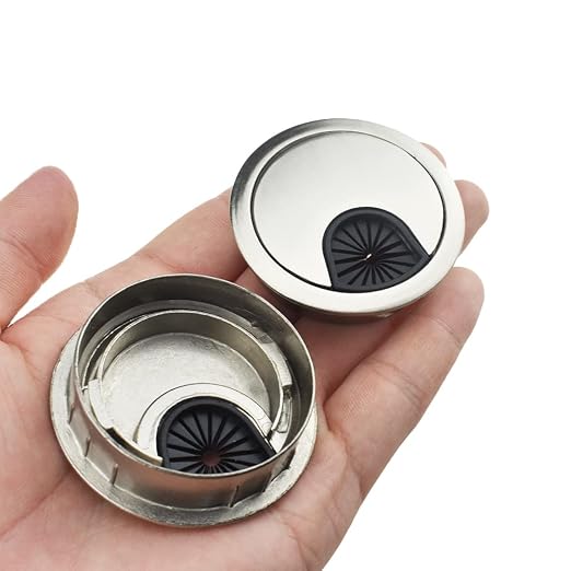 HAHIYO 2Pcs 2Inch/50mm Brushed Silver Zinc Alloy Desk Grommet Wire Grommet by HAHIYO