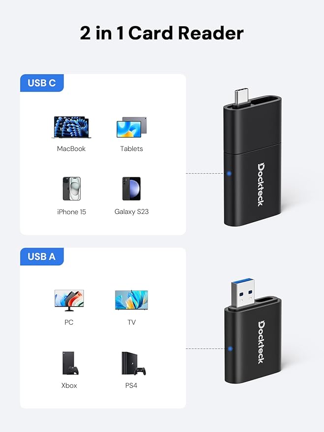 SD Card Reader, Dockteck USB 3.0 Card Reader to Micro SD Card Adapter, 5G SD - Image 6