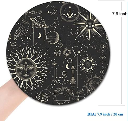 Round Mouse Pad, Celestial Pattern Sun and Moon Mouse Pad, Washable Gaming - Image 2
