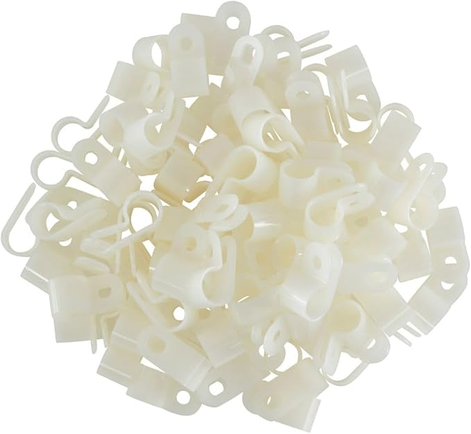 GTSE White Nylon Plastic Cable Clamps, 3/8" Screw Mounts - Image 3
