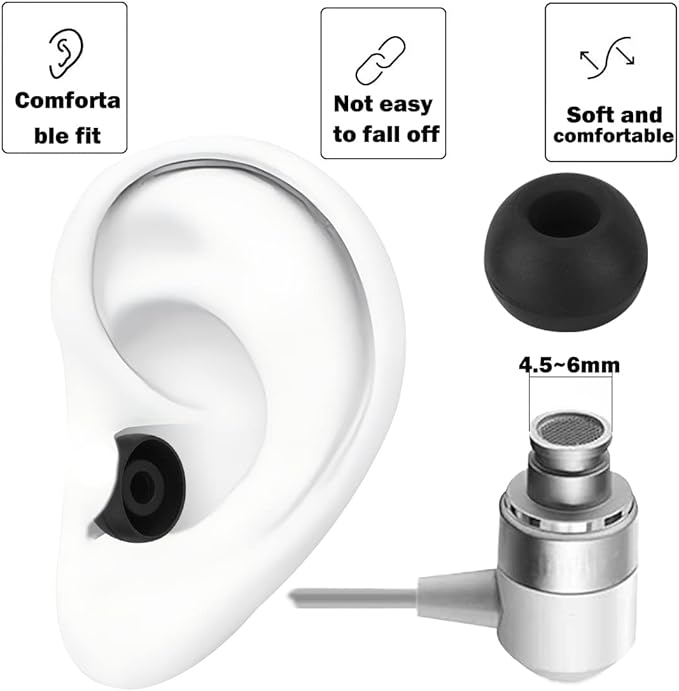 Earbud Tips - 9 Pairs, Compatible - Black - Image 4