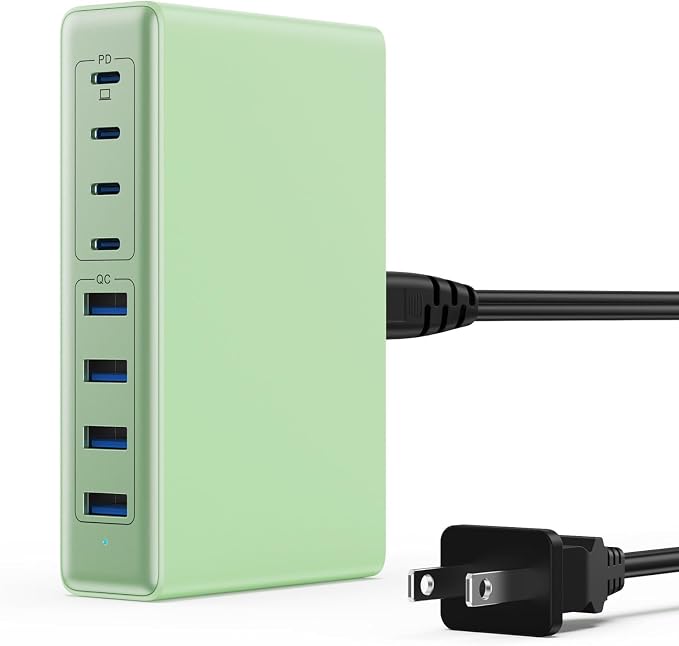 105W USB C Charger Block, 8-Ports GaN III Fast Charging Station Hub, QC4.0+PD by Ekrist