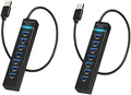 2 Pack 7 Ports USB Hub, High Speed Data Transmission Docking Station, Compatible by MVBOONE