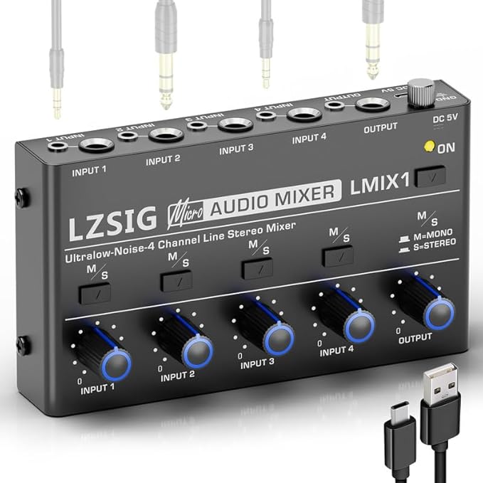 LZSIG Mini Audio Mixer, Stereo Line Mixer by LZSIG