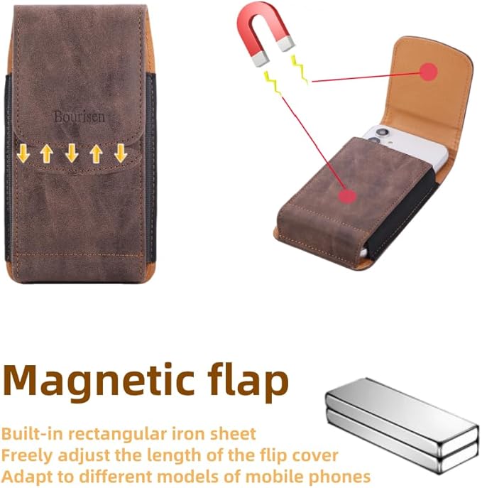 Phone Holster Pouch Case Belt Clip Loops Card Slot - Image 3