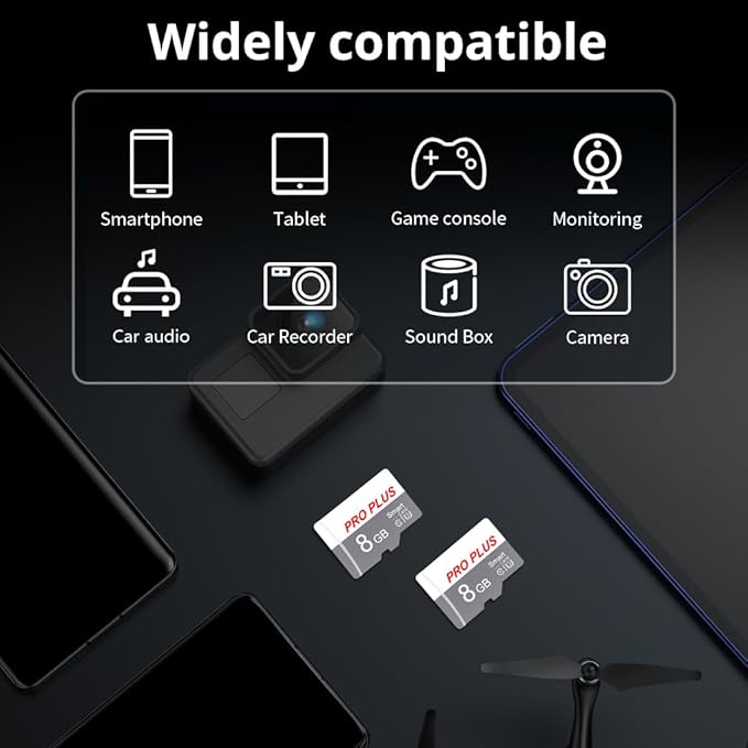 2 Pack TF Card 8GB with Adapter, High Speed Memory Card, UHS-I C10 A1 Memory TF - Image 2