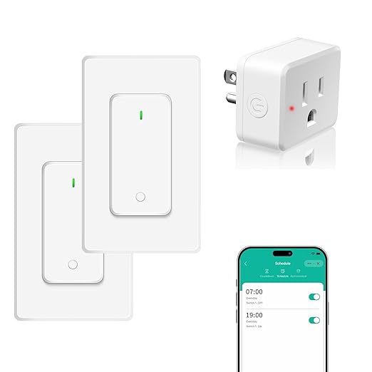 NineLeaf Slim WiFi Smart Plug w Switch, Remote App Control, Compatible by NineLeaf