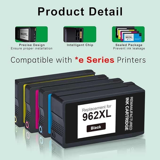 962XL Ink Cartridges for HP 962XL Ink Cartridges Combo Pack Work for HP - Image 5