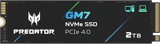 Predator GM7 2TB SSD: M.2 2280 PCIe Gen 4 x4 NVMe 2.0, Read Speed Up to 7400 by Acer