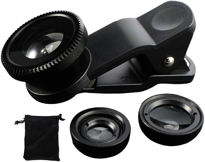 Phone Fisheye Lens 3in1 Wide Angle Fish Eye Macro Lenses Clip-on Universal Lens - Image 2