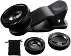 Phone Fisheye Lens 3in1 Wide Angle Fish Eye Macro Lenses Clip-on Universal Lens - Image 2