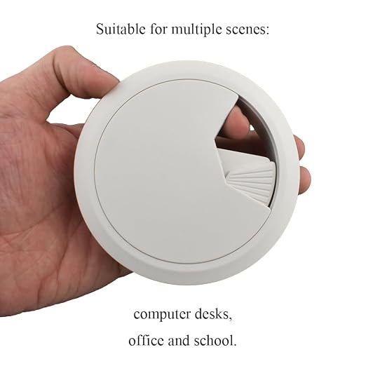 HAHIYO 2Pcs 3.15Inch/80mm White ABS Plastic Sector-Shaped Desk Grommet Wire - Image 7