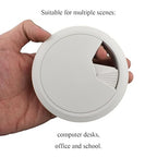 HAHIYO 2Pcs 3.15Inch/80mm White ABS Plastic Sector-Shaped Desk Grommet Wire - Image 7