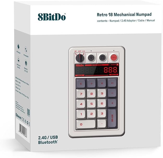 8Bitdo 18 Keys Retro Mechanical Numpad, Supports PC Numpad & Standard - Image 9