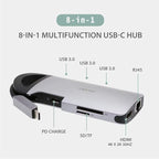 Opro9 8-in-1 USB-C Hub with 3 USB 3.0 Ports, Dual Monitor Laptop Docking Station - Image 3