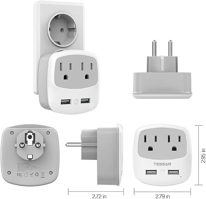 TESSAN Germany France Power Adapter, Schuko Type E/F Plug Adaptor - Image 5