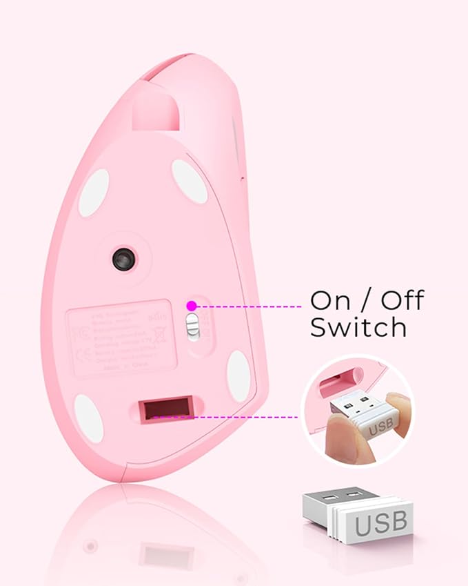 Lekvey Ergonomic Mouse, Vertical Wireless Mouse, Rechargeable 2.4 GHz USB - Image 8