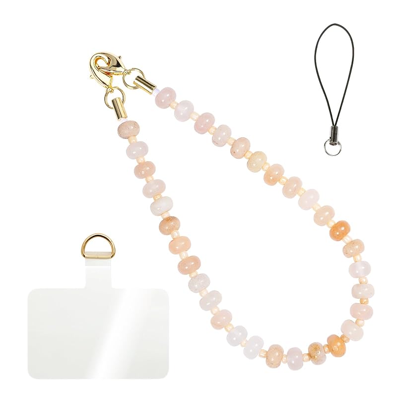 Handmade Natural Gemstone Crystal Beaded Charm Cell Phone Camera Lanyard by CHyishi