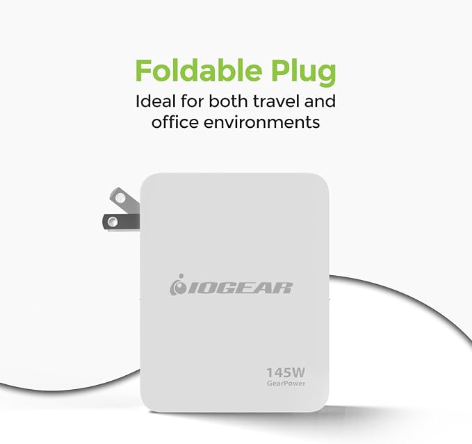 IOGEAR GearPower 145W Multiport Charger, 4 Port, USB-C Cable, iPhone 16 - Image 9