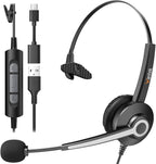 Wantek Monaural Corded USB Headsets by Wantek