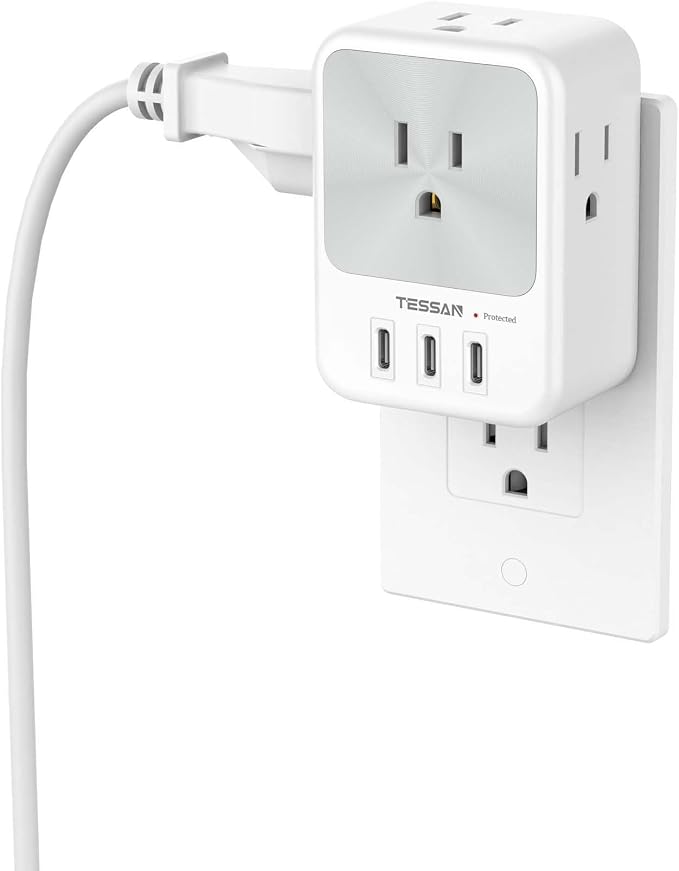 USB Multi Plug Outlet Splitter, TESSAN Surge Protector 4 Outlet Extender by TESSAN