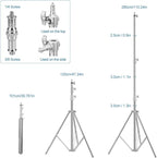 Stainless Steel Heavy Duty Photography Tripod Light Stand, 9.19 Feet/2.8m - Image 6