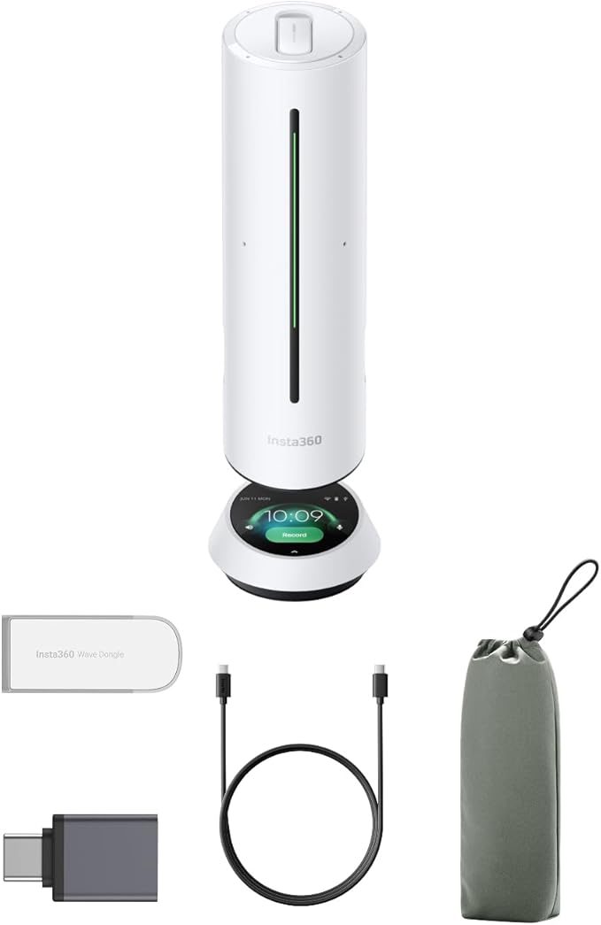 Insta360 Wave - AI Speakerphone, Voice Recorder, 8 Noise-Canceling Mics by Insta360