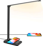LED Desk Lamp with Wireless Charger, USB Charging Port, 10 Brightness, 5 Color by JOSTIC