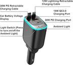 Retractable Car Charger 90W USB C Car Charger Adapter Fast Charging, Gift - Image 7
