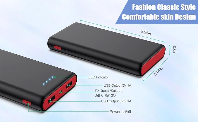 Portable Charger Power Bank 25, 5V/3A USB C in&Out Fast Phone Charging - Image 9