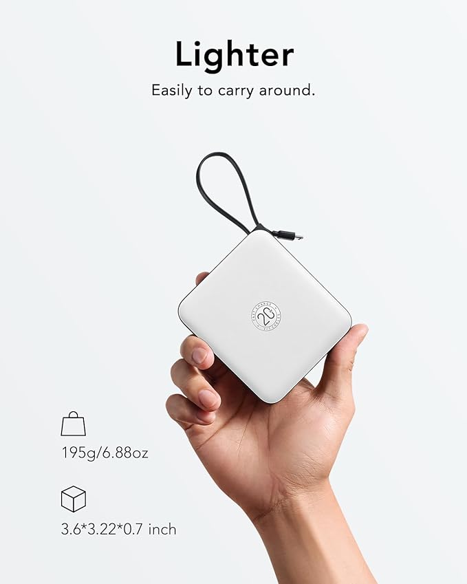 VRURC Portable Charger with Built-in 4 Cables, 10000mAh Battery Pack PD 20W - Image 4
