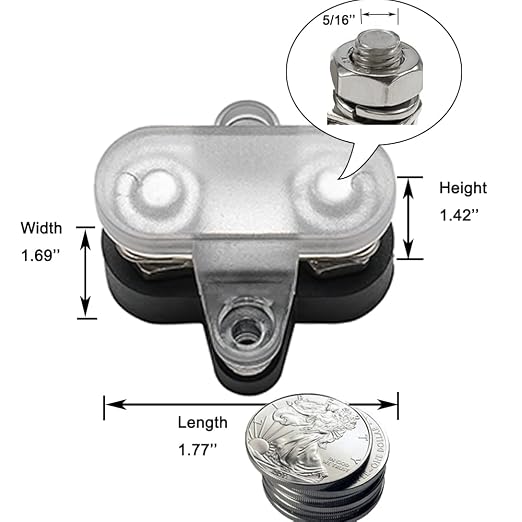 Heart Horse Bus Bar Terminal Block 5/16'' Power Stud Battery Junction Post - Image 3