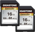 GIGASTONE 16GB SD Card 2-Pack, Camera Pro, A1 V10 SDHC Memory Card Compatible by Gigastone