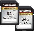 GIGASTONE 64GB SD Card 2-Pack, 4K Camera Pro, A1 V30 SDXC Memory Card 4K UHD by Gigastone