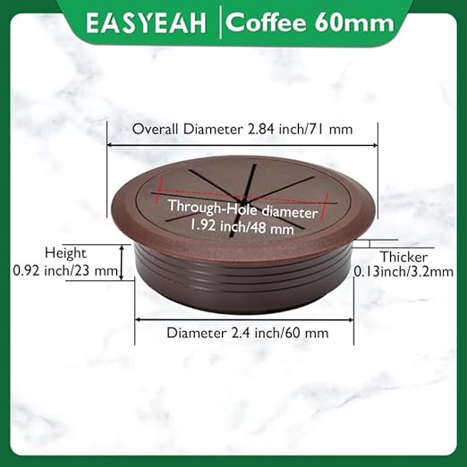 2 Pcs Desk Grommet 2-3/8" / 60 mm, Desk Hole Cover - Image 9