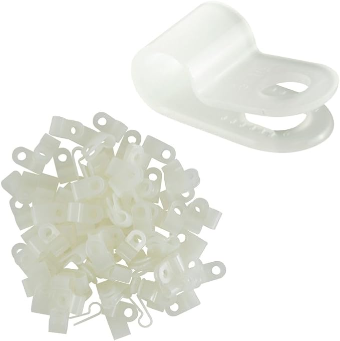 GTSE White Nylon Plastic Cable Clamps, 3/16" Screw Mounts - Image 2