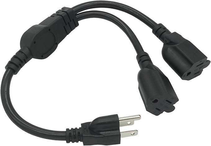 Y Splitter Extension Cord, 1.4FT 2 Way 1 to 2 Splitter Extension Cord, 3 Prong by Unknown