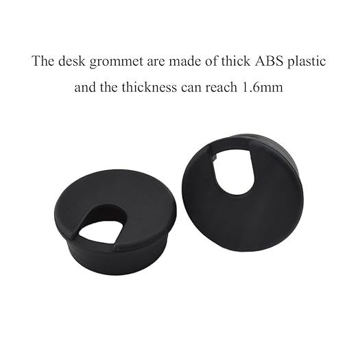 HAHIYO 2Pcs 1.77Inch/45mm Black ABS Plastic U-Shaped Desk Grommet Wire Grommet - Image 4