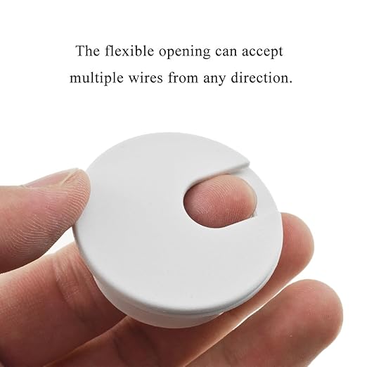 HAHIYO 2Pcs 1.38Inch/35mm White ABS Plastic U-Shaped Desk Grommet Wire Grommet - Image 3
